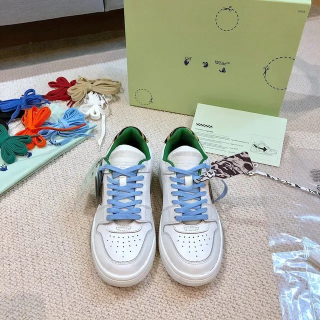 Off-White Green Industrial Design Tiger-Stripe Panel Chunky Sneakers 6