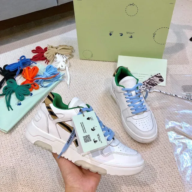 Off-White Green Industrial Design Tiger-Stripe Panel Chunky Sneakers 7