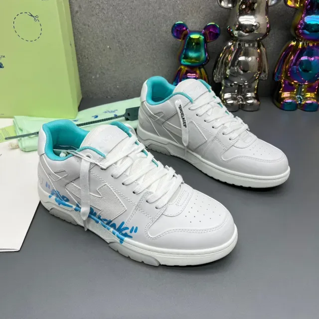 Off-White Industrial Low Top Branco e Ciano para Caminhar Lifestyle Sneakers 7