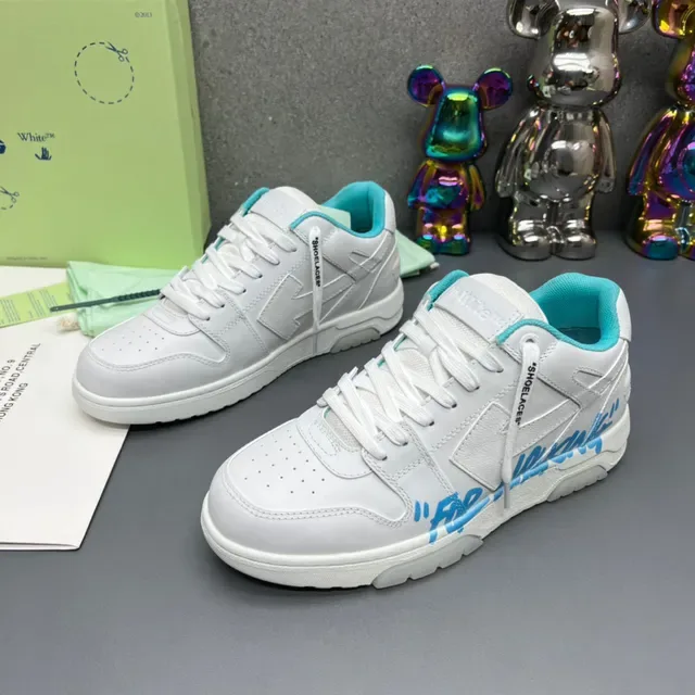 Off-White Industrial Low Top Branco e Ciano para Caminhar Lifestyle Sneakers 8