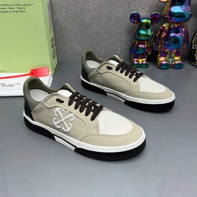 Off-White Sneaker Lifestyle Beige Noir Low-Top Matériau mixte Supérieur Sneakers Lifestyle 3