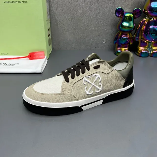 Off-White Sneaker Lifestyle Beige Noir Low-Top Matériau mixte Supérieur Sneakers Lifestyle 6