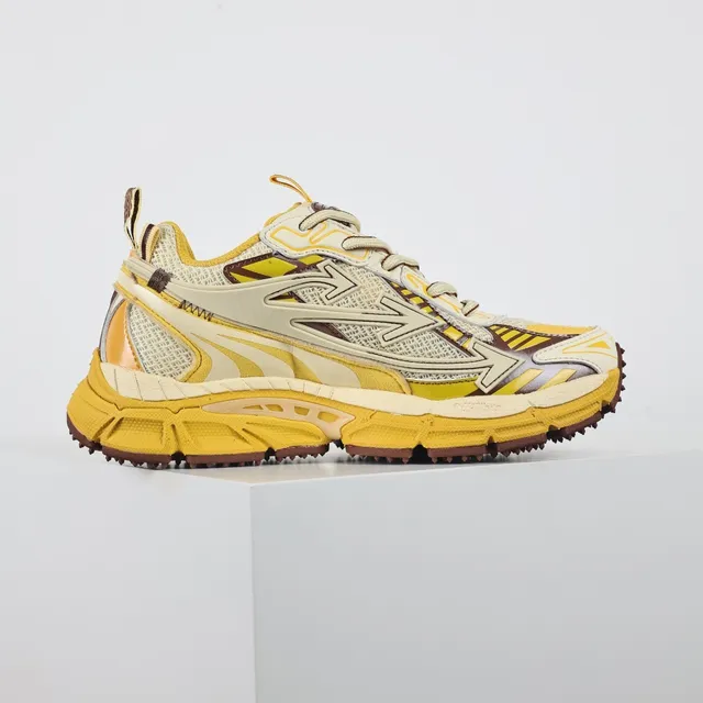 Off-White Runner Yellow Cream Brown Chunky Sneakers 7