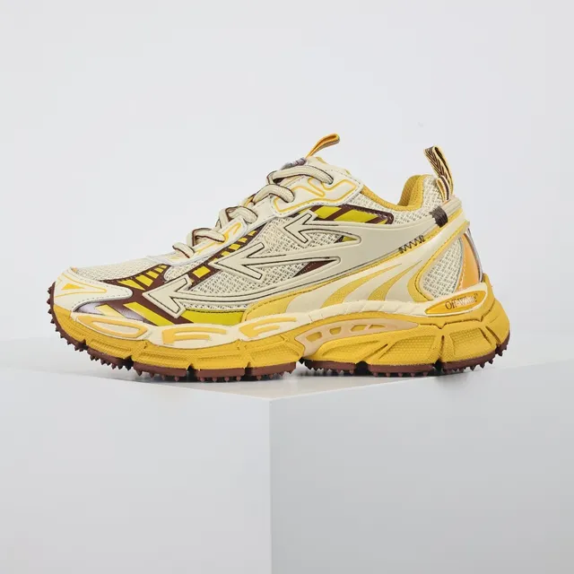 Off-White Runner Yellow Cream Brown Chunky Sneakers 9