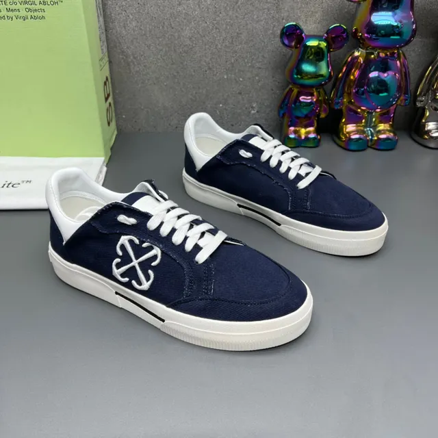 Off-White The Ten Navy Toile Partie Supérieure Brodé Logotype Industrial Cross Lifestyle Sneakers 3