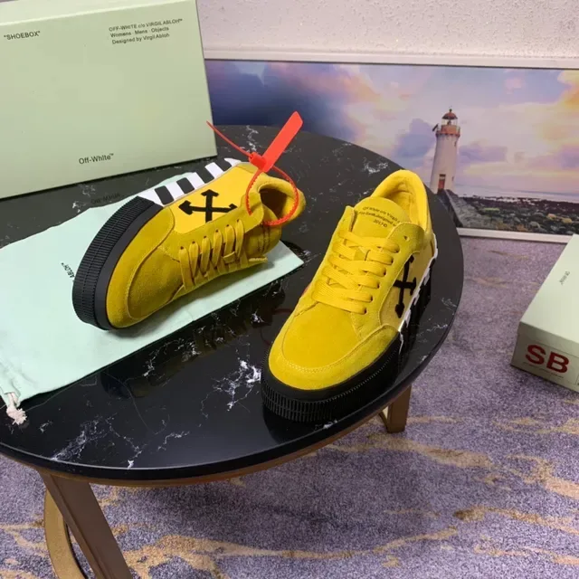 Off-White The Ten Jaune Noir Daim Supérieur Logo Flèche Diagonal Sneakers Lifestyle 6