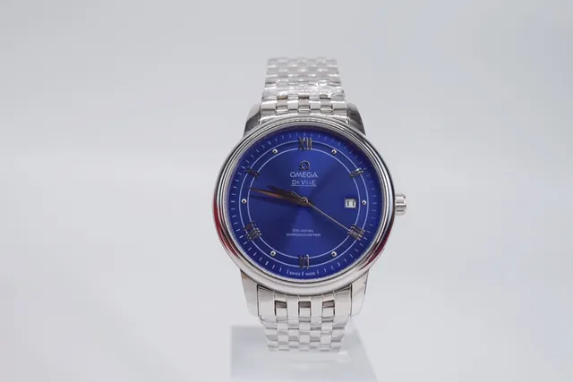 Omega De Ville Blue Sunburst Dial Mechanical Watch 2