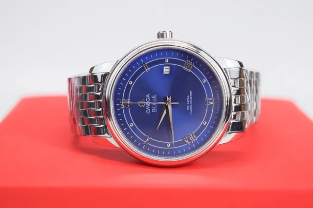 Omega De Ville Blue Sunburst Dial Mechanical Watch 4