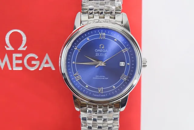 Omega De Ville Blue Sunburst Dial Mechanical Watch 7