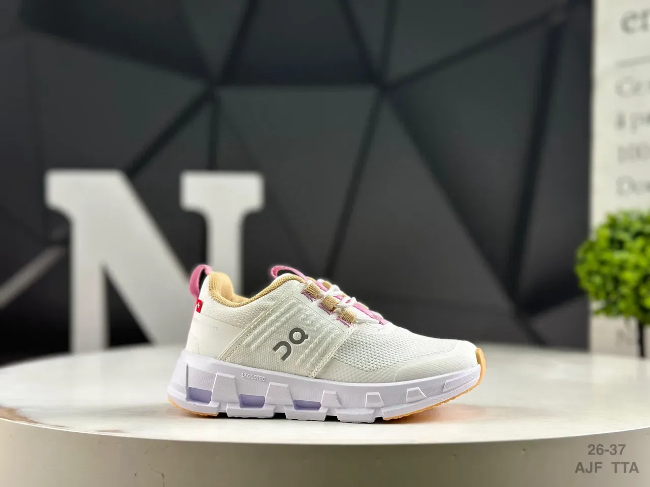 On Beige Purple Engineered Mesh Upper Segmented CloudTec Midsole Lifestyle Sneakers 3