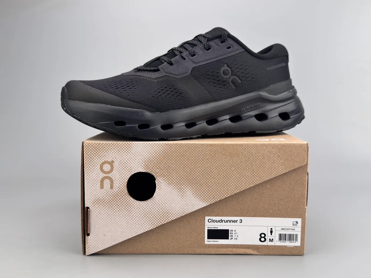On Black Monochrome Engineered Mesh Upper Running Shoes 2