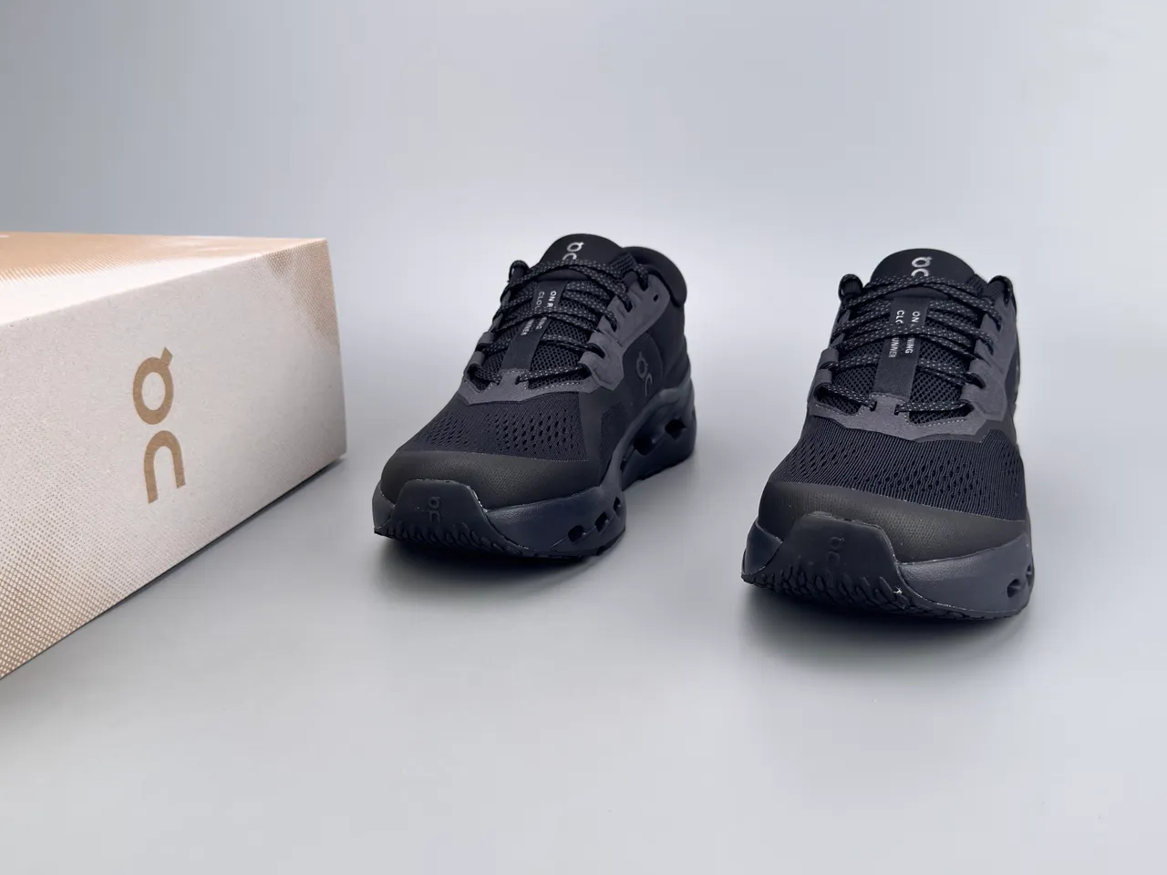On Black Monochrome Engineered Mesh Upper Running Shoes 3