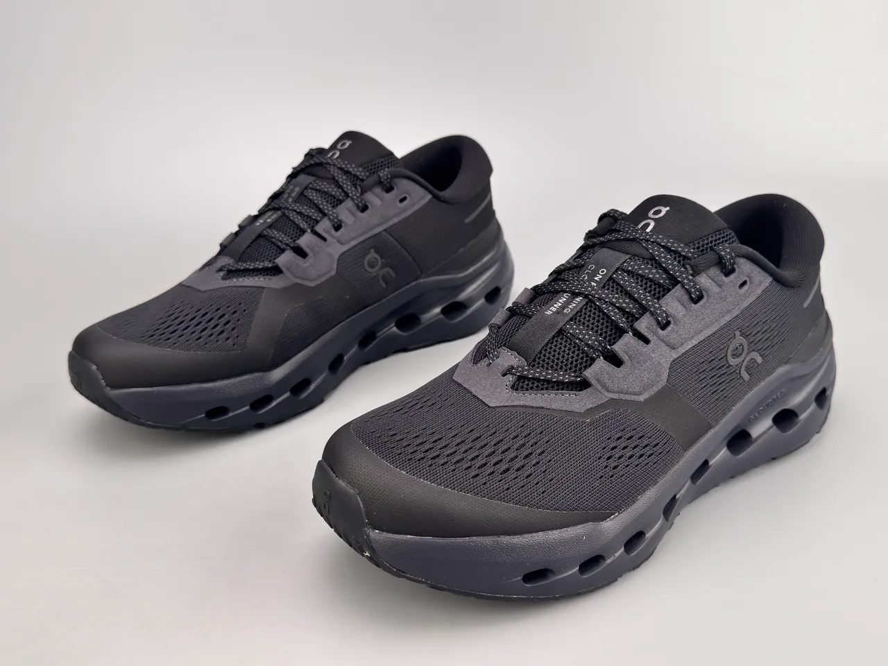 On Black Monochrome Engineered Mesh Upper Running Shoes 7