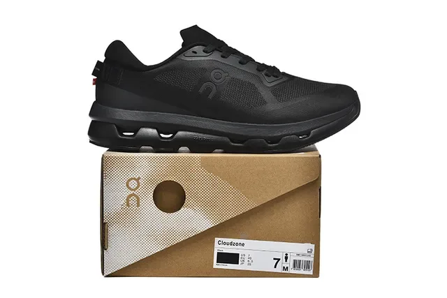 On Cloud Black Monochrome Engineered Mesh Upper Running Shoes 5