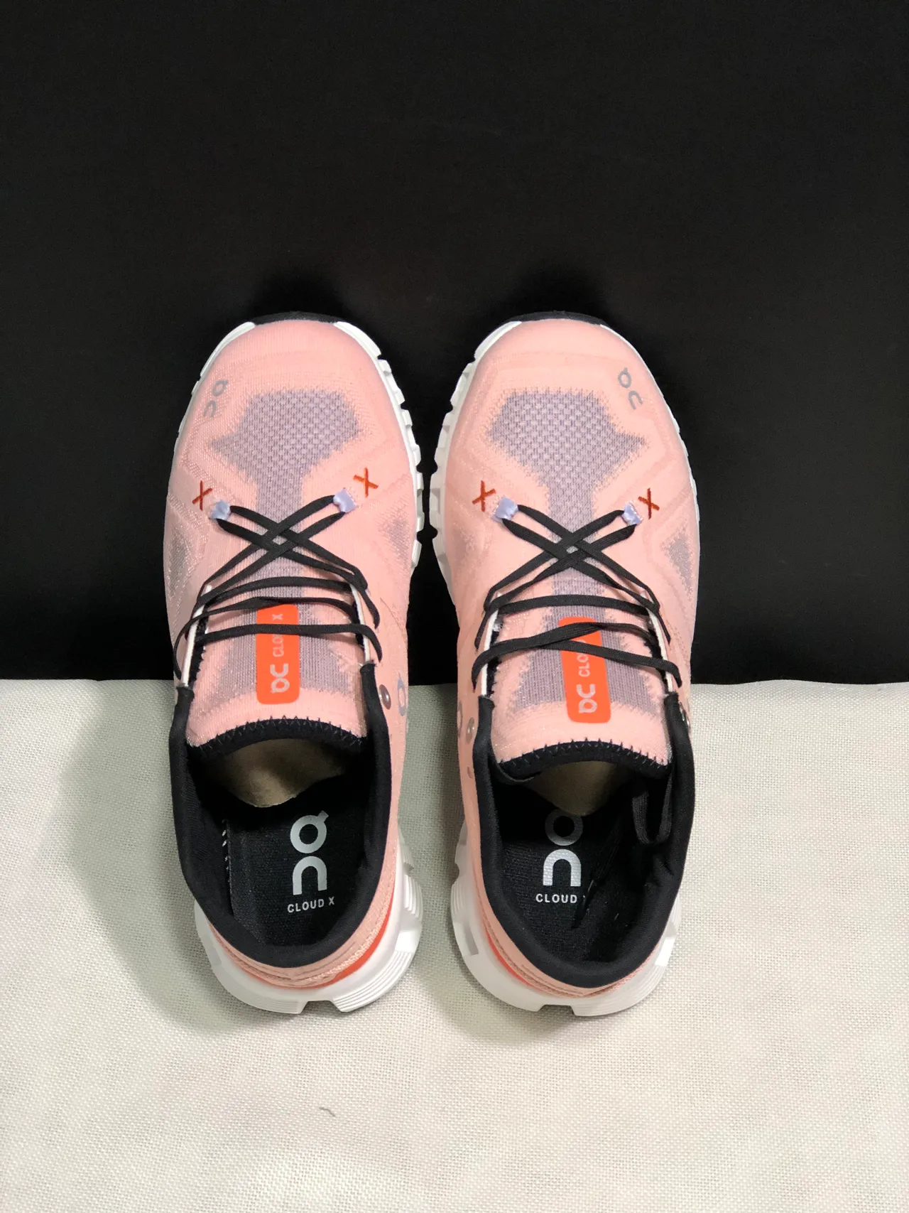 On Cloud Pink Orange Knit Upper Segmented CloudTec Midsole Running Shoes 2