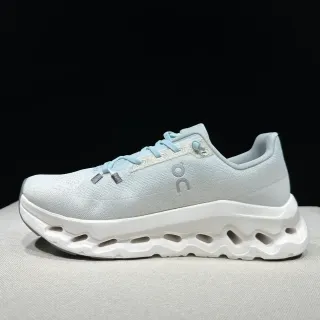 On Cloud White Blue Knit Upper Sculpted Hollow Midsole Running Shoes