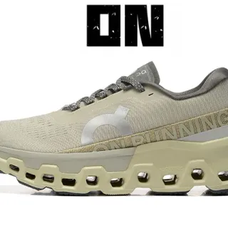 On Cloudmonster Beige Gray zapatillas de correr