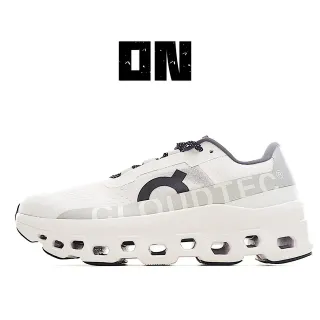 On Cloudmonster White Gray Black Running Shoes