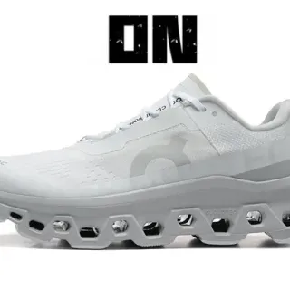On Cloudmonster White Gray Running Shoes