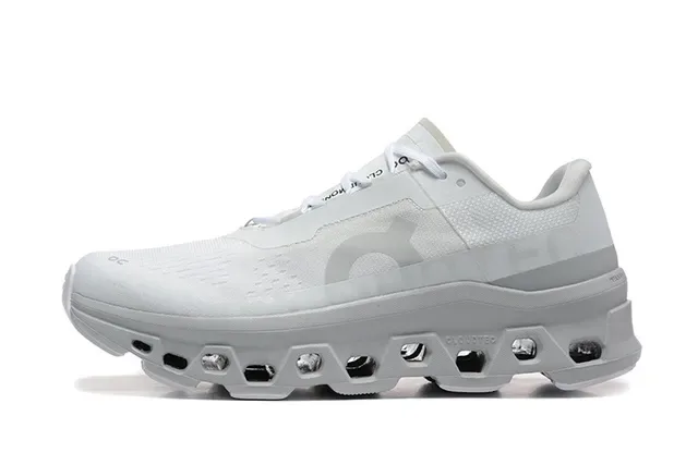 On Cloudmonster White Gray Running Shoes 5