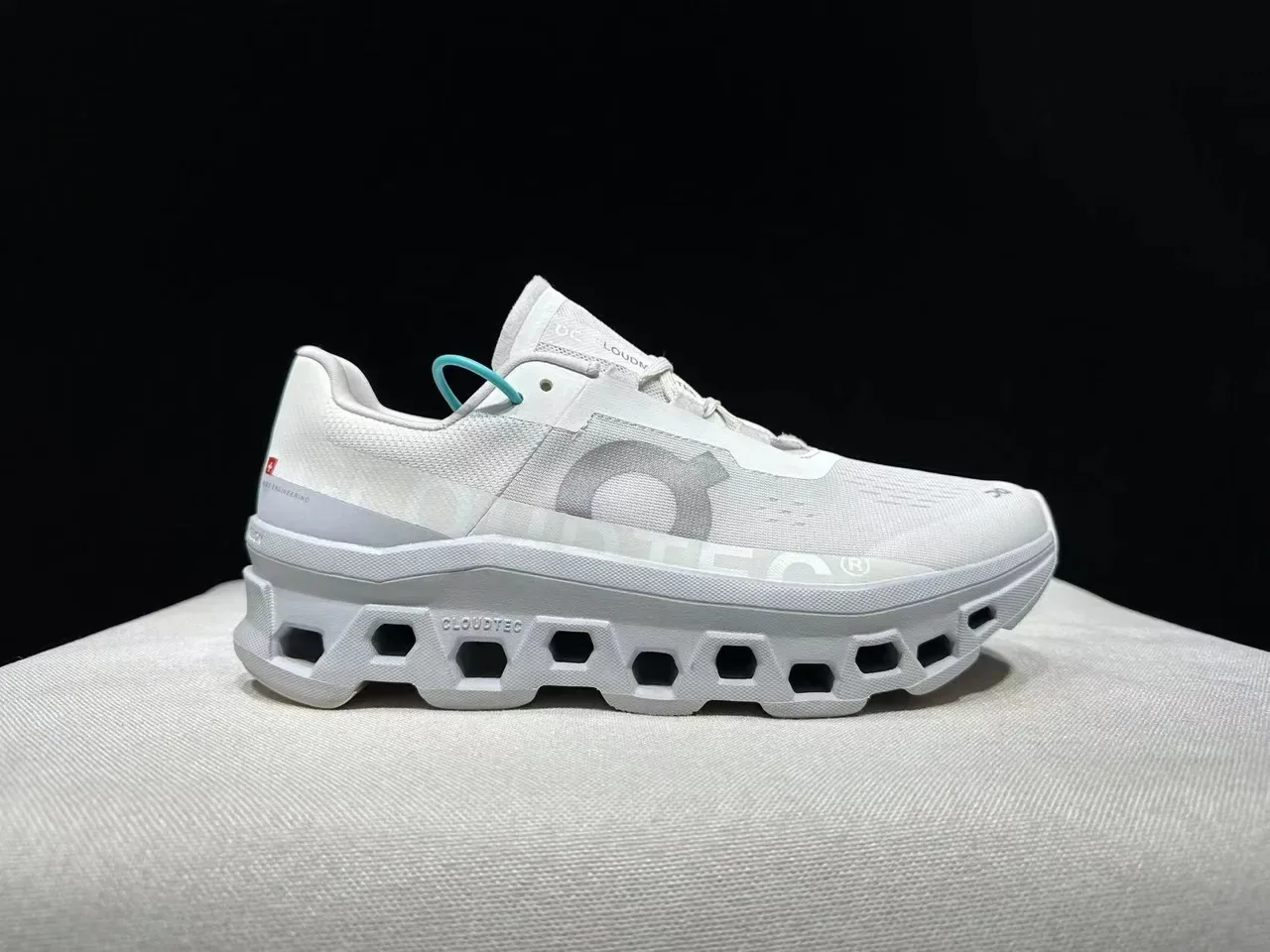 On Cloudmonster White Gray Running Shoes 7