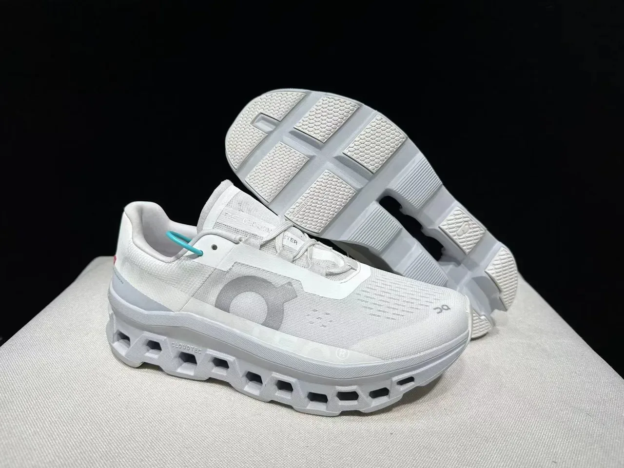 On Cloudmonster White Gray Running Shoes 10