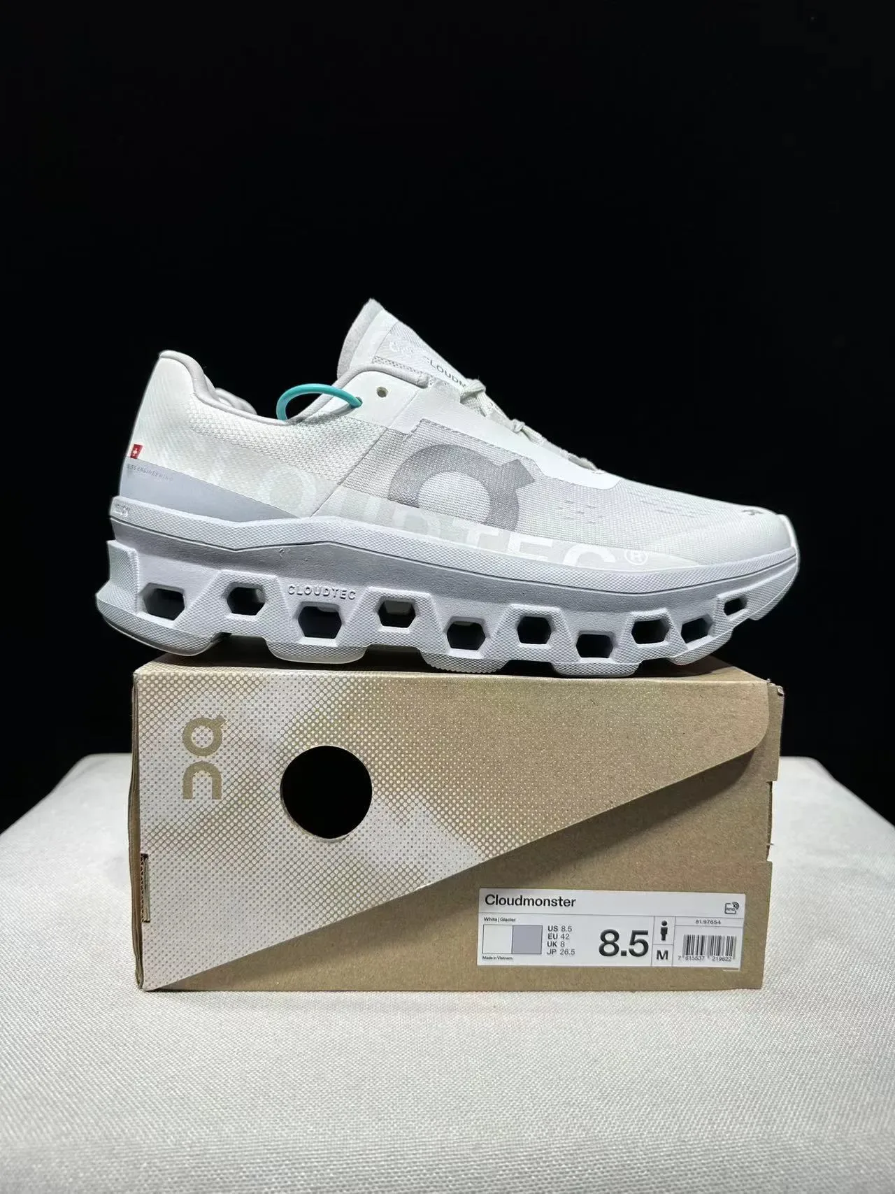 On Cloudmonster White Gray Running Shoes 13
