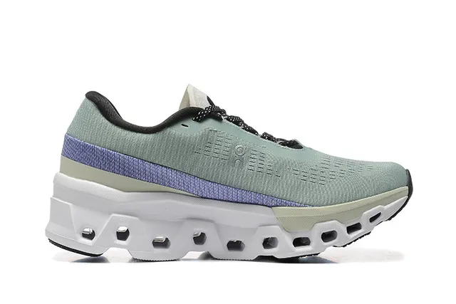On Verde Púrpura Malla Ingenierizada Superior Hueca Hexagonal CloudTec Pods Zapatillas de correr 4
