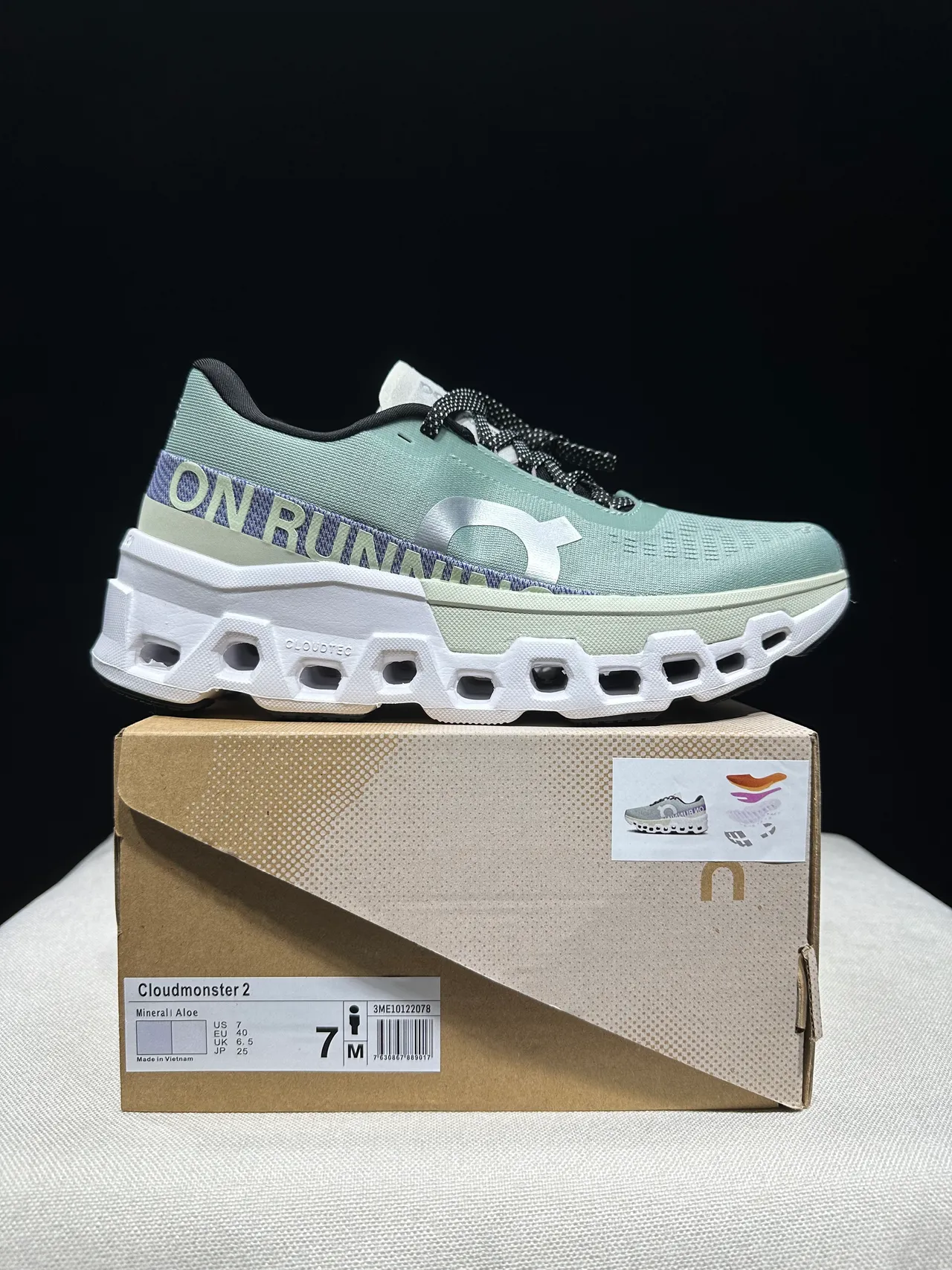 On Verde Púrpura Malla Ingenierizada Superior Hueca Hexagonal CloudTec Pods Zapatillas de correr 12