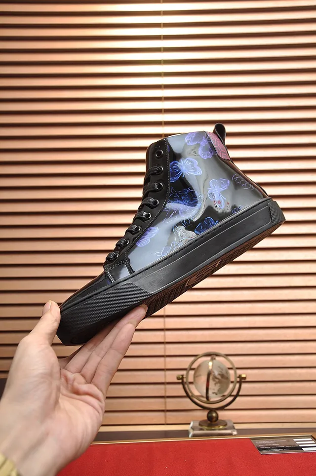 Philipp Plein Chaussures Lifestyle en Cuir Patenté Noir et Bleu Hautes 6