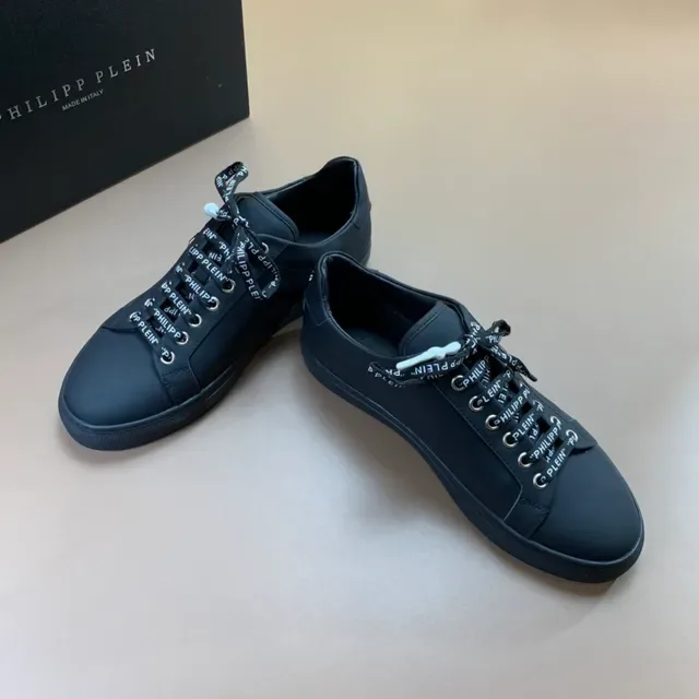 Philipp Plein Noir Or Haut en similicuir Imprimé logo Lacets Chaussures Lifestyle 2
