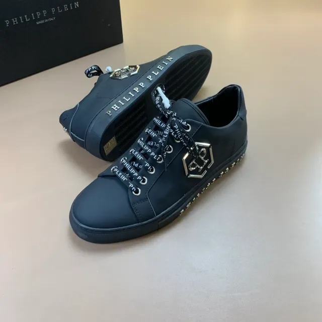 Philipp Plein Noir Or Haut en similicuir Imprimé logo Lacets Chaussures Lifestyle 5