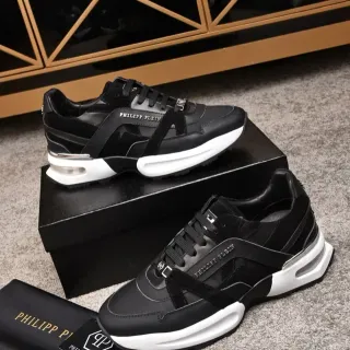 Philipp Plein Black White Chunky Midsole Mixed-Material Upper Lifestyle Sneakers