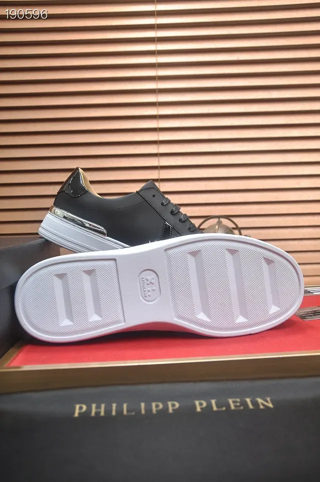 Philipp Plein Noir Blanc Cuir Supérieur Semelle Plateforme Chaussures Lifestyle 2