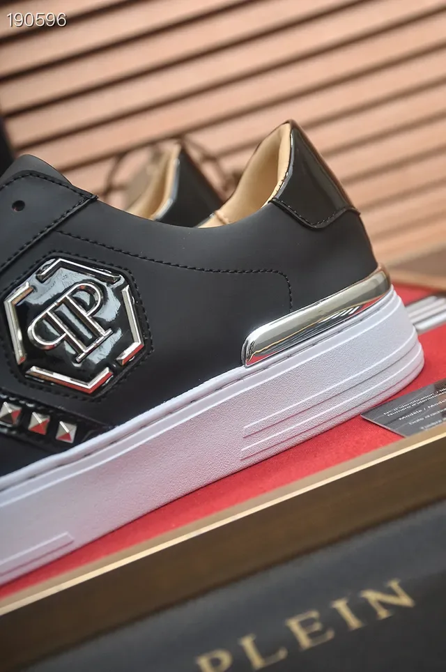Philipp Plein Noir Blanc Cuir Supérieur Semelle Plateforme Chaussures Lifestyle 3