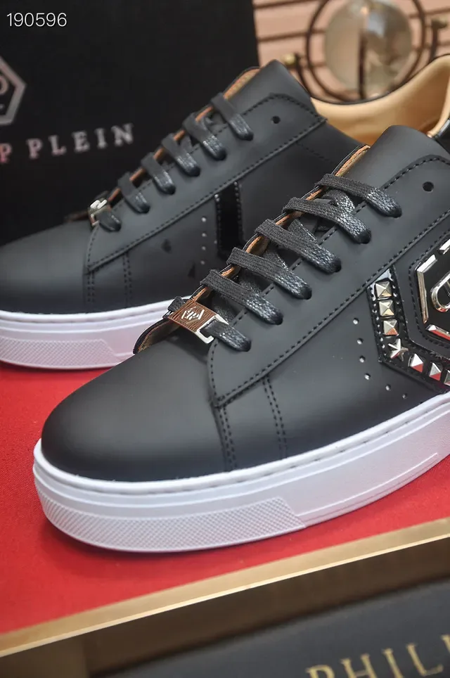 Philipp Plein Noir Blanc Cuir Supérieur Semelle Plateforme Chaussures Lifestyle 4