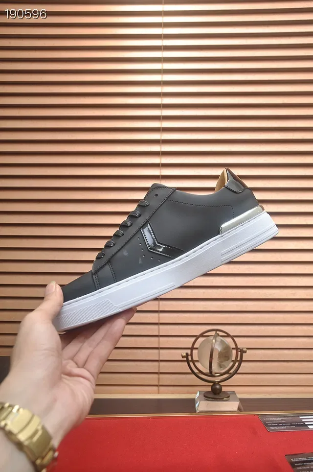 Philipp Plein Noir Blanc Cuir Supérieur Semelle Plateforme Chaussures Lifestyle 5