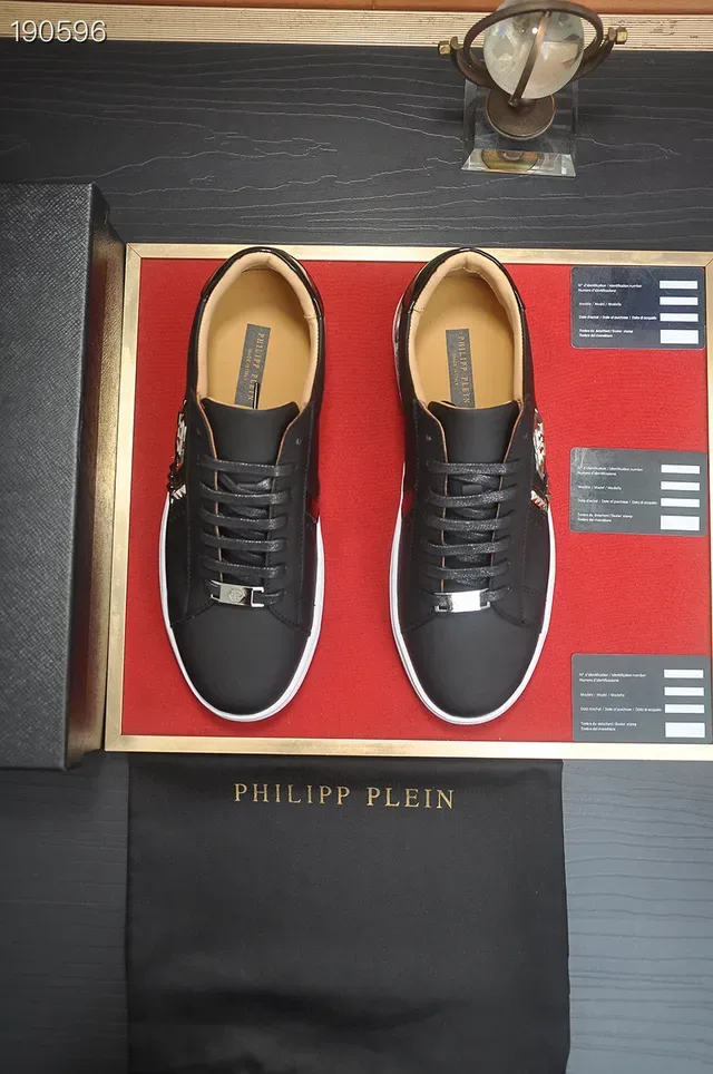 Philipp Plein Noir Blanc Cuir Supérieur Semelle Plateforme Chaussures Lifestyle 7