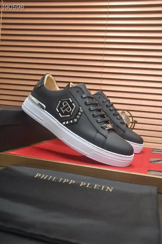 Philipp Plein Noir Blanc Cuir Supérieur Semelle Plateforme Chaussures Lifestyle 8