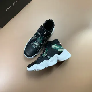 Philipp Plein Camo Panel Ruched Collar Chunky Sneakers