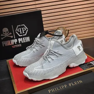 Philipp Plein 灰白针织鞋面厚底雕塑鞋底生活方式运动鞋