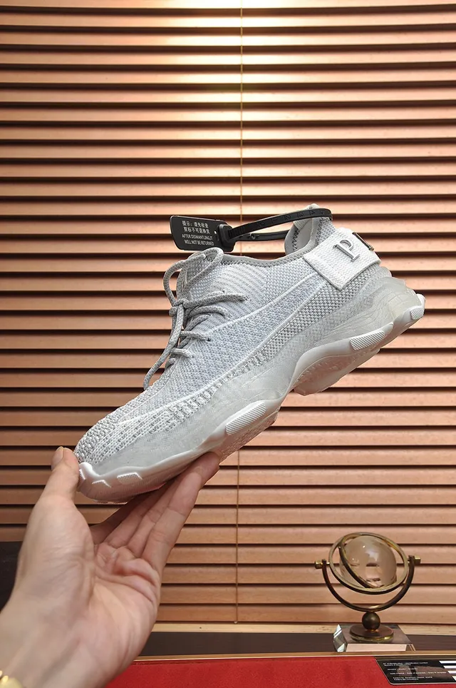 Philipp Plein Cinza Branco Malha Superior Sola Grossa Esculpida Tênis Lifestyle 6