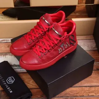 Philipp Plein High-Top Monochrome Red Lifestyle Sneakers