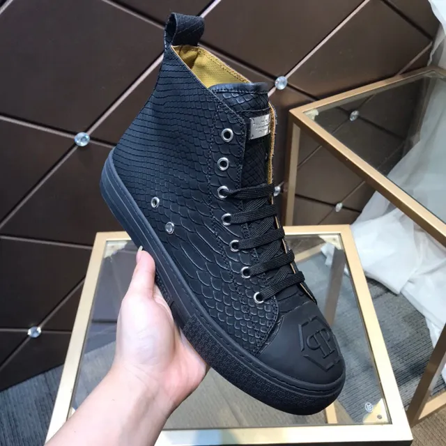 Philipp Plein sneakers à bout haut noires beige cuir estampé serpent sneakers lifestyle 2