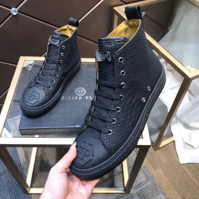 Philipp Plein sneakers à bout haut noires beige cuir estampé serpent sneakers lifestyle 3