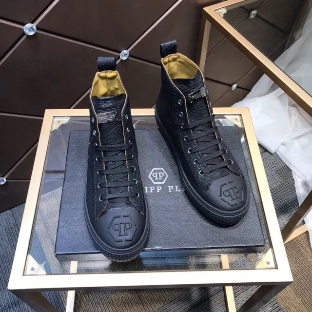 Philipp Plein sneakers à bout haut noires beige cuir estampé serpent sneakers lifestyle 6