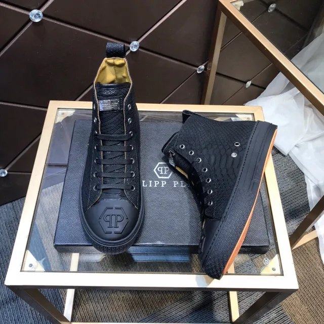 Philipp Plein sneakers à bout haut noires beige cuir estampé serpent sneakers lifestyle 8