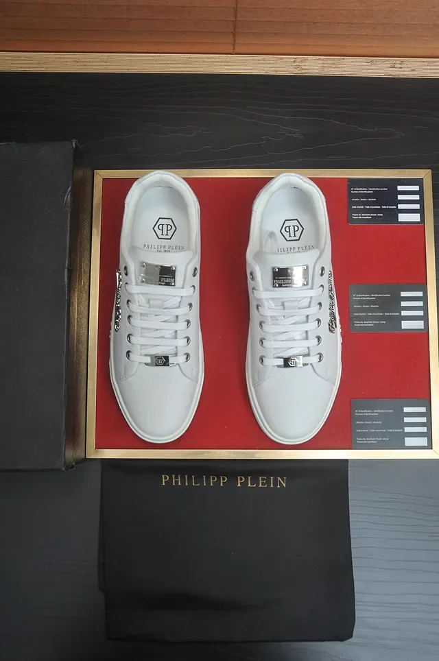 Philipp Plein Lifestyle Sneaker Blanc Argent Low-Top Cuir Granulé Supérieur Lifestyle Sneakers 5