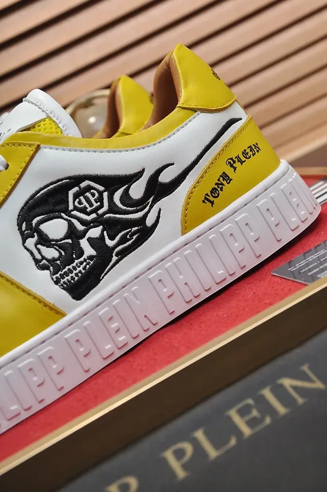 Philipp Plein Lifestyle Sneaker Jaune Blanc Low-Top Cuir Supérieur Lifestyle Sneakers 2