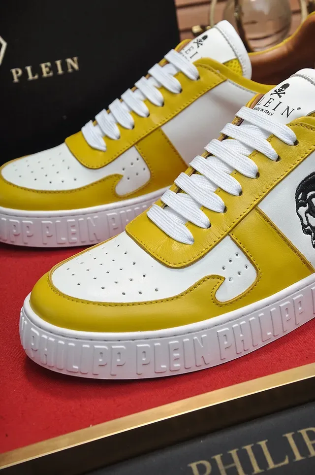 Philipp Plein Lifestyle Sneaker Jaune Blanc Low-Top Cuir Supérieur Lifestyle Sneakers 3